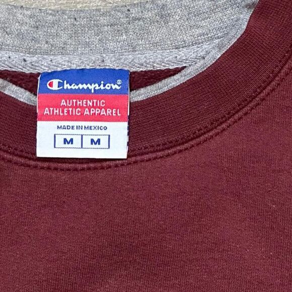 Vtg y2k Champion Men's Burgundy Red Crewneck Sweatshirt Size Medium - Picture 2 of 8